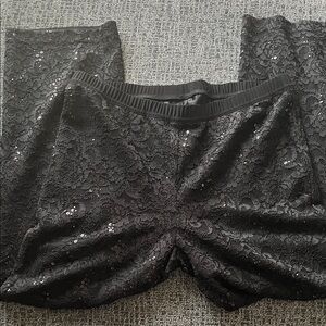 Black Sequin Lace Pants